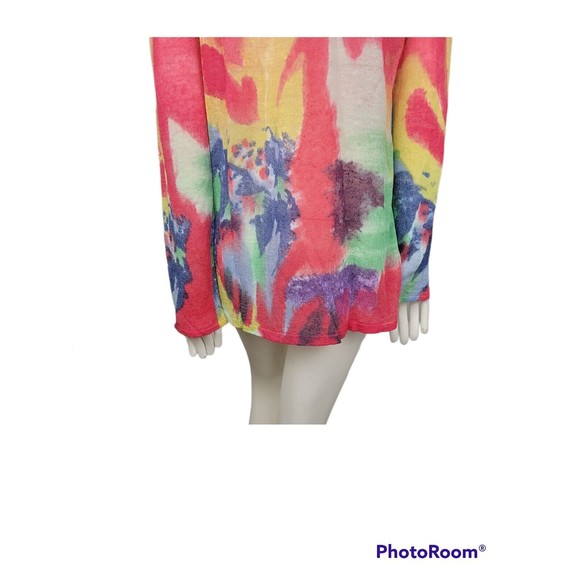 Krimson Klover Hand Painted Watercolor Sheer Pullover Tunic Linen 728 Folly - Picture 5 of 12